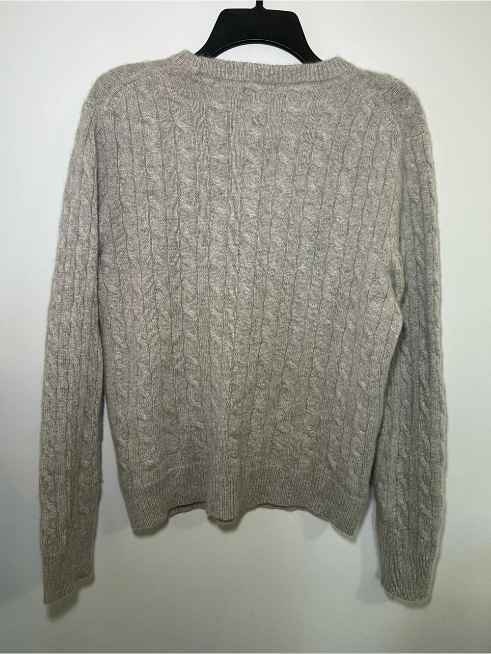 J. Crew Men’s Light Gray Cashmere Cable Knit Sweater Size L